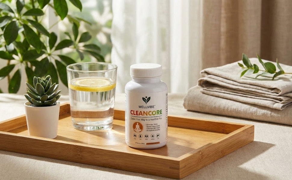 Clean Core Ayurvedic Detox Capsules 500mg | Body Cleanse & Toxin Removal Supplement | Supports Liver Kidney Gut Health | Boosts Energy & Immunity | 60 Capsules Wellvibe