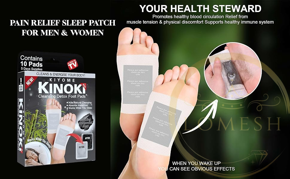 Detox Foot patches for Cleansing Remove Toxins,10 Pads Charcoal Deep Cleansing Detoxify Blood Circulation Foot Pad,Stress & Pain Relief Sleep Patch for Men & Women,Weight loss & Detoxification
