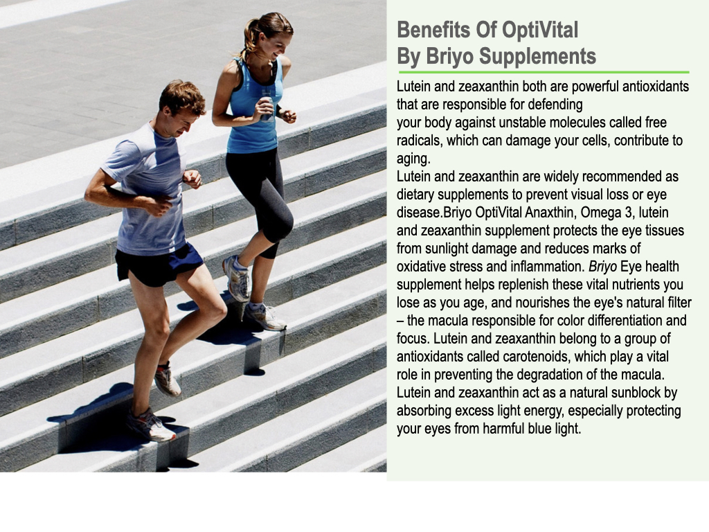Briyo OptiVital Eye Health Supplement – Lutein, Zeaxanthin, Astaxanthin & Omega-3 from Natural Sources – Supports Vision, Retinal Health & Eye Strain Relief – 60 Capsules