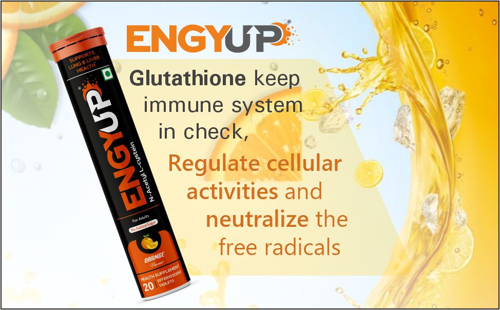 ENGYUP N-Acetylcysteine (NAC) Supplement 600mg | Respiratory & Lung Health Antioxidant | Healthy Liver | Skin Care | 20 Effervescent Tablets | Orange Flavor (Pack of 1)