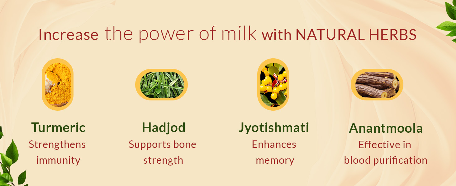 BabyOrgano Kesar Haldi Milk Mix for Kids 2+ Years | With Hadjod, Anantmool & Jyotismati | Ayurvedic Health Drink | Made with Honey & Jaggery | No Refined Sugar | High Protein & Gluten-Free | 300g