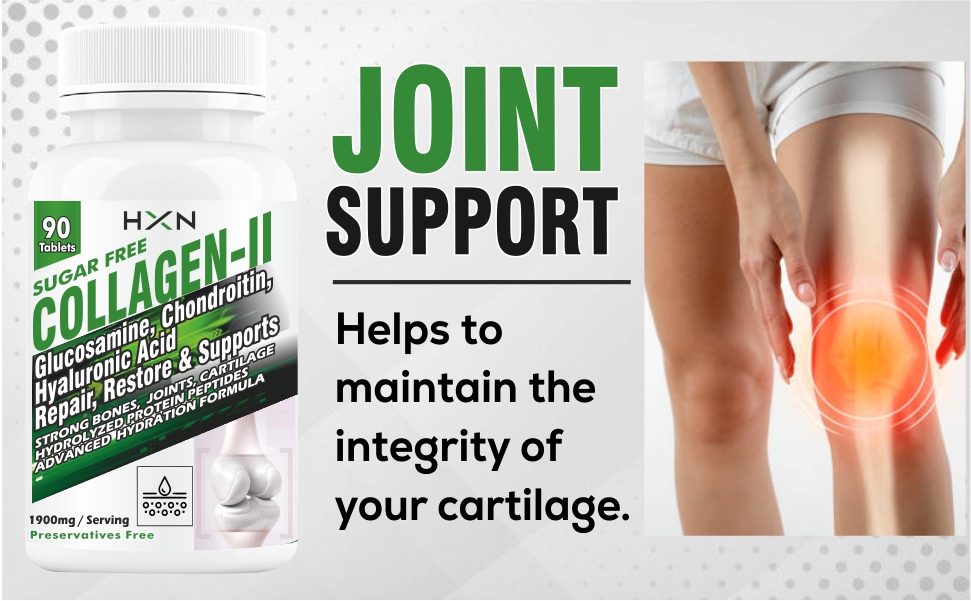 HXN Collagen Powder Supplement. Hydrolyzed Protein Peptides Type 2-90 No Sugar Tablets