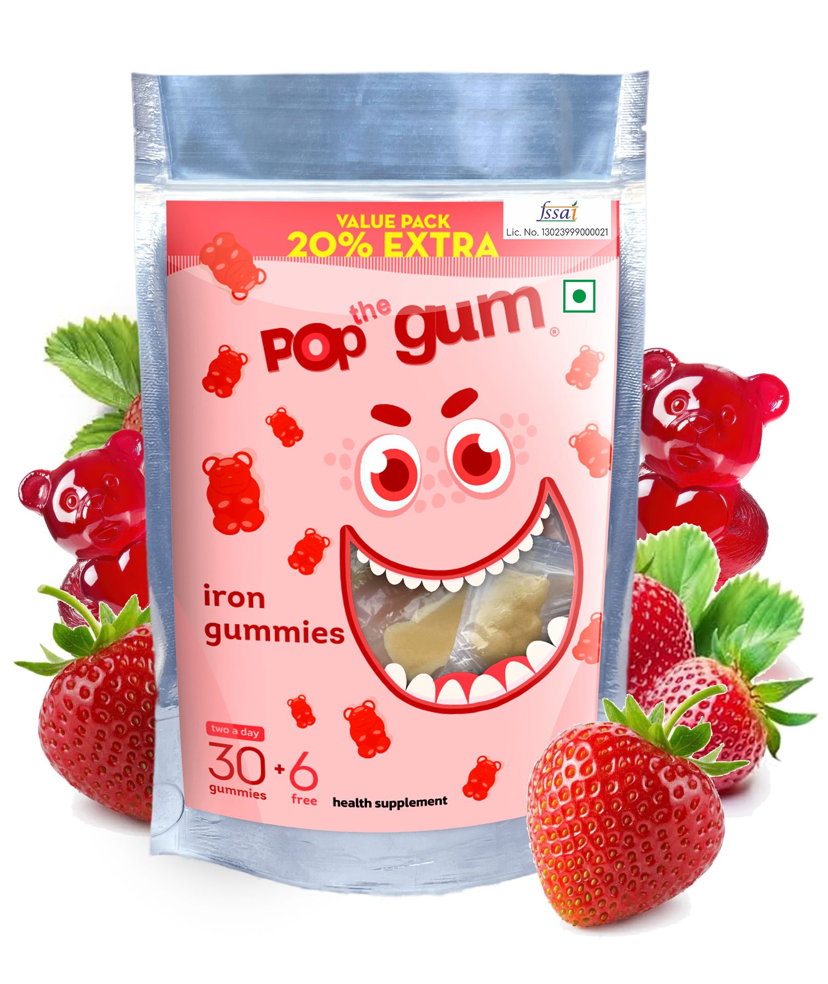 The Pop Gum Family Multivitamin Gummies (Kids & Adults) | Daily Nutritional Support with Vitamin C, D, E, B12, Zinc & Magnesium | Allergen Friendly, Milk & Gluten Free | 36 Gummies Pack