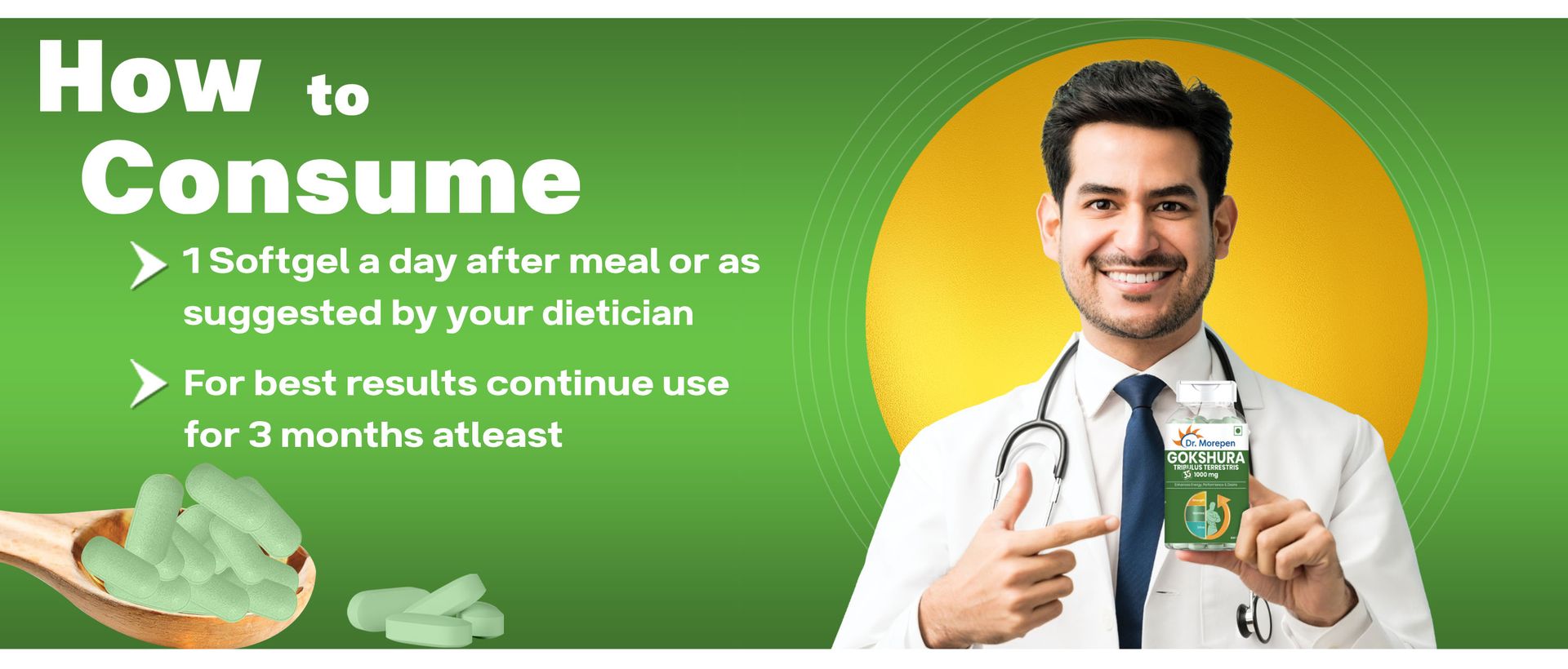 DR. MOREPEN Gokshura Tablets | 1000 mg Tribulus Terrestris | Overall Wellbeing for Men & Women - (60 Veg Capsules)