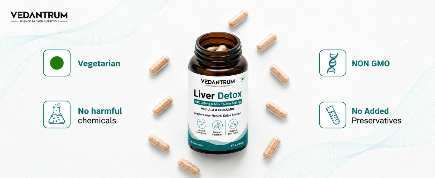Liver Detox | Supports Liver Health, Natural Detoxification, Digestion & Antioxidant Defense | NAC 900mg + Milk Thistle 400mg + Curcumin + Alpha Lipoic Acid + Dandelion | 60 Capsules