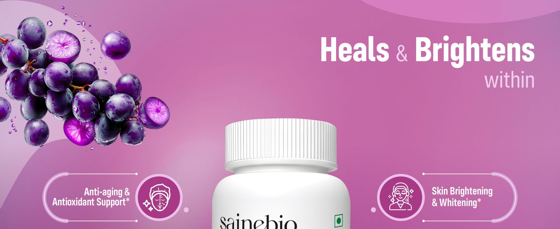 Sainebio L-Glutathione 500 mg – Antioxidant Complex with Vitamin C, E, Alpha Lipoic Acid, Grape Seed Extract & Hyaluronic Acid – Balanced Daily Supplement – 60 Capsules