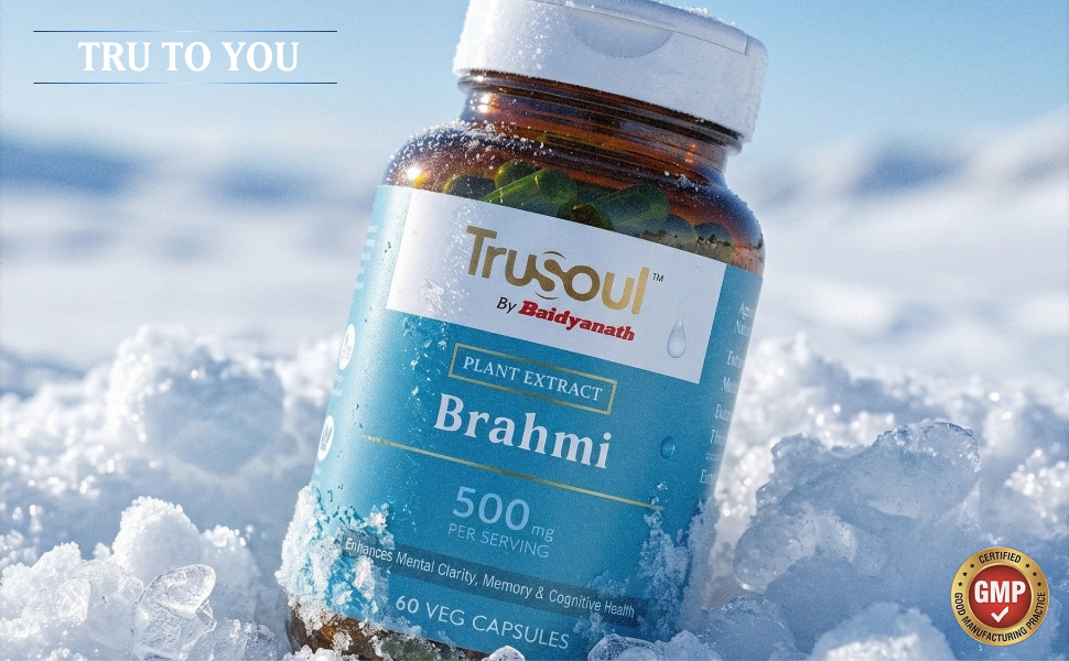 Baidyanath TruSoul Brahmi 60 Veg Capsules | Helps Enhances Mental Clarity, Memory & Cognitive Health | Pure Herbs for Mind Wellness | Promotes Mind Relaxation