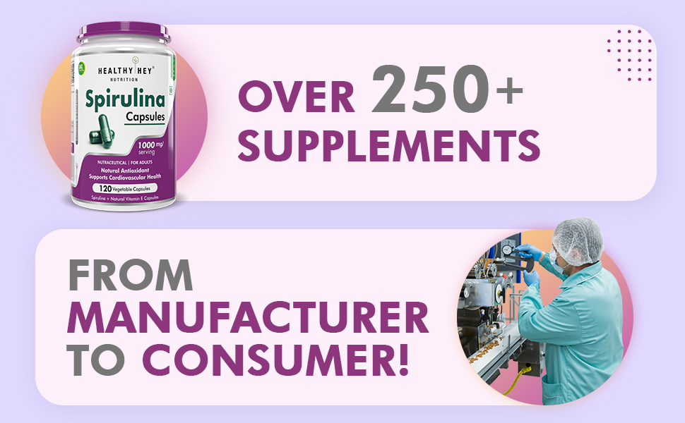 HealthyHey Nutrition Spirulina 120 Veg capsules.