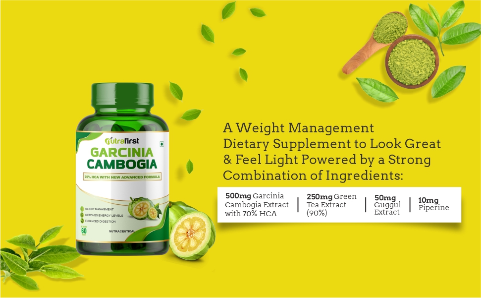 Nutrafirst Garcinia Cambogia Tablets 800mg (60 Tabs) | 70% HCA with Green Tea Extract | Supports Weight Management, Fat Metabolism & Craving Control | Improves Digestion | For Men & Women – Pack of 1