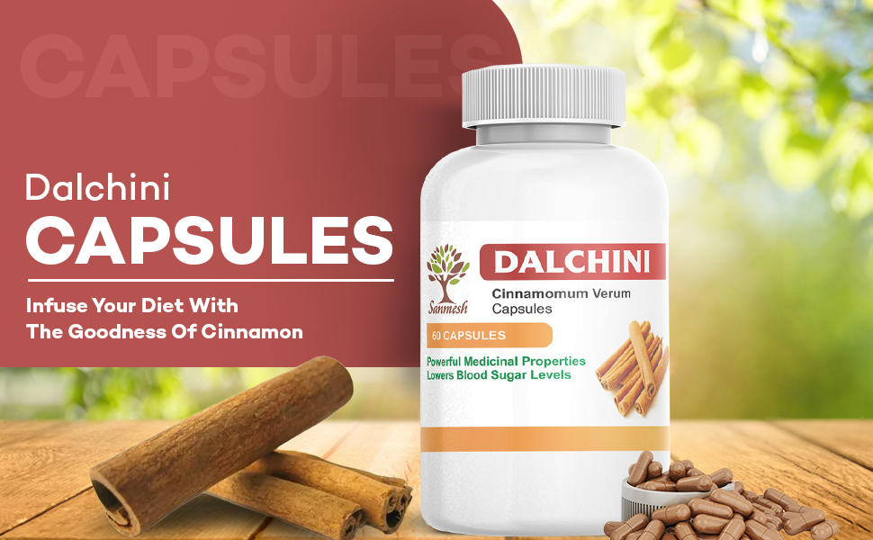 "Dalchini" Capsules | Organic Ceylon Cinnamon Supplement For Healthy Blood Glucose Levels & Anti Oxidants - 60 N "Cinnamon" Bark 500mg