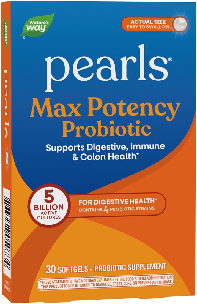 Nature's Way Max Potency Probiotic Pearls for Men and Women, Supports Digestive, Immune, Colon Health*, 5 Billion Live Cultures, No Refrigeration Required, 30 Softgels (Packaging May Vary) (Pack of 2) 2