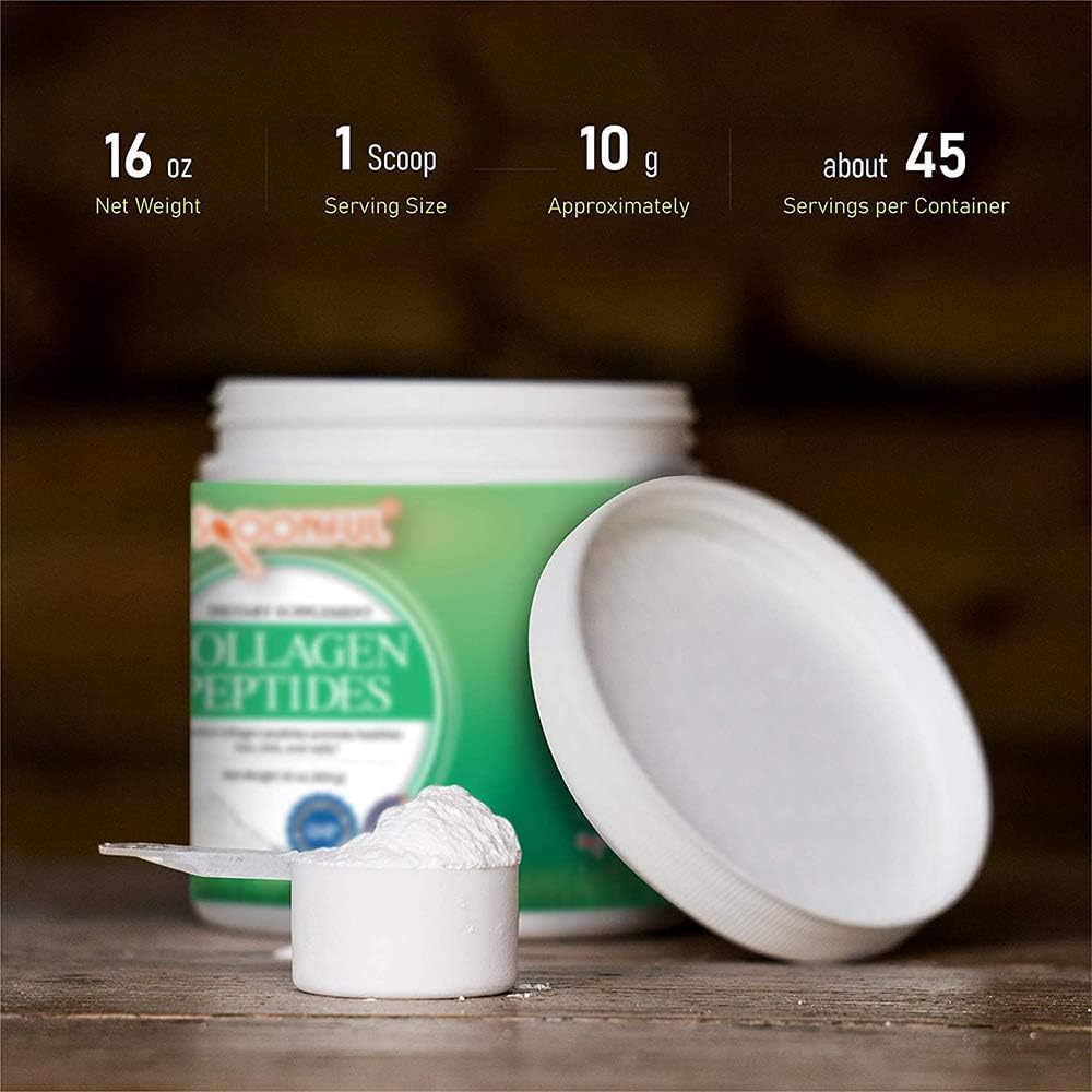 Spoonful Collagen Peptide Powder, Type I & III, Hydrolyzed Grass Fed Bovine, Unflavored, Non-GMO Gluten-Free for Healthy Hair Nail Skin and Joint Support [16 oz] 5