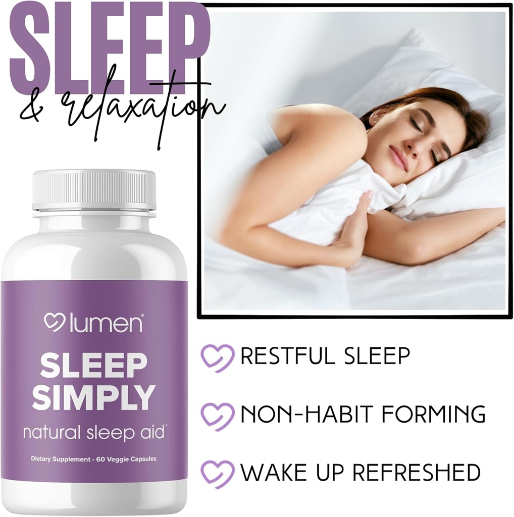 Lumen Naturals Sleep Aid for Adults, Herbal Supplement with Melatonin, Valerian Root, Magnesium, Deep Sleep Support to Promote Calm Deep Sleeping for Better Rest - 60 Capsules 4