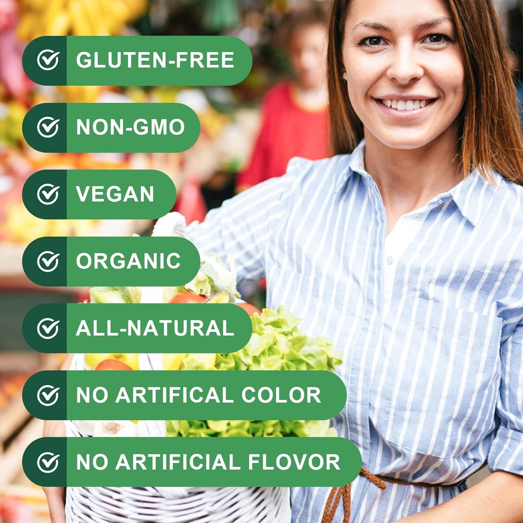 Organic Spirulina Powder, Super Green Powder Juice & Smoothie Mix with Spirulina, Chlorella, Wheat Grass, Digestive Enzymes & Probiotics for Immune Support, Digestion Health -Vegan 3