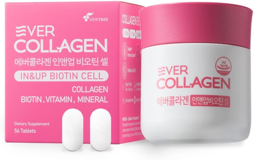 Ever Collagen in&UP Biotin Cell, Low Molecular Marine Fish Collagen Peptides Tablets with Vitamin Selenium Supplements - Healthy Skin, Hair, Nail for Women - Antioxidant Supplement 2