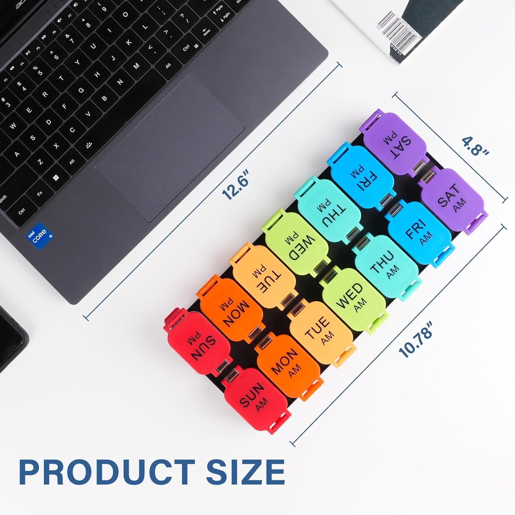 Extra Large Weekly Pill Organizer - 7 Day AM/PM Pill Box, Twice a Day XL Pill Container for Vitamins and Supplements, Airtight & Detachable Design, Ideal for Daily Medication Management 5
