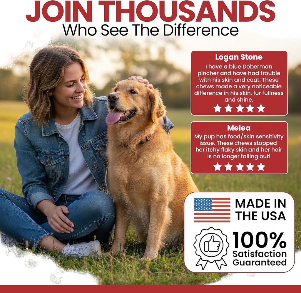 Omega for Dogs - 180 Delicious Soft Chews - Salmon Oil Treats for Skin and Coat, Itch Relief - Fish Oil Blend of Essential Fatty Acids, Omega 3, 6, and 9, and Vitamins - Smoked Bacon Flavor 6