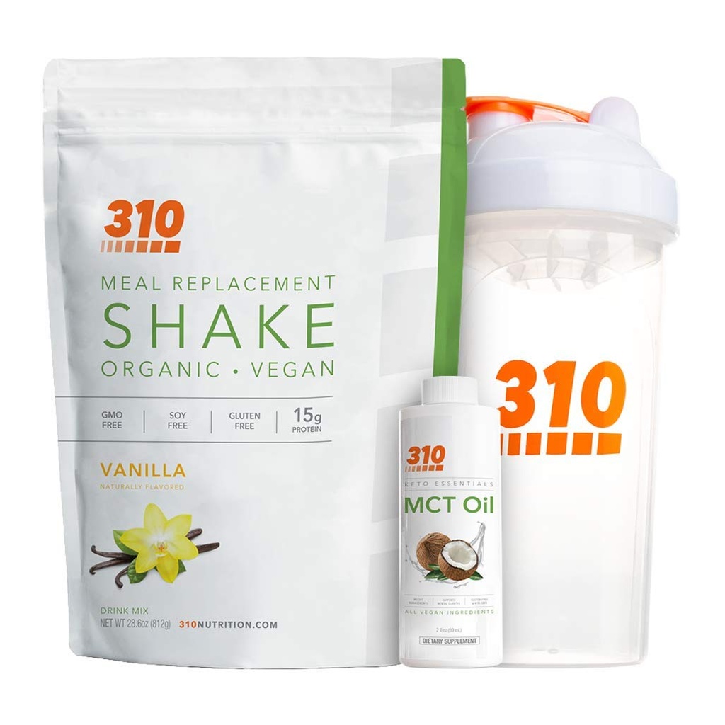 Vegan Organic Plant Protein Powder and Meal Replacement Shake With Shaker Cup and 2 Oz MCT Oil - By 310 Nutrition - Gluten, Dairy and Soy Free - 0g of Sugar | Keto and Paleo Friendly (Vanilla) 2