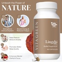 Vita Green Lingzhi Mushroom Supplement - Immune Support & Natural Energy Capsules - Red Reishi Mushroom Powder - Pure 5 Defenders Blend - 60 Capsules 6
