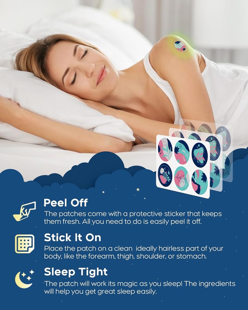 Sleep Patches, 30 Pack Upgraded Deep Sleep Patches for Adults, All Natural Deep Patch, Quick Acting Ingredients, for Men and Women, Easy to Use That Last All Night - Blue - 23 4