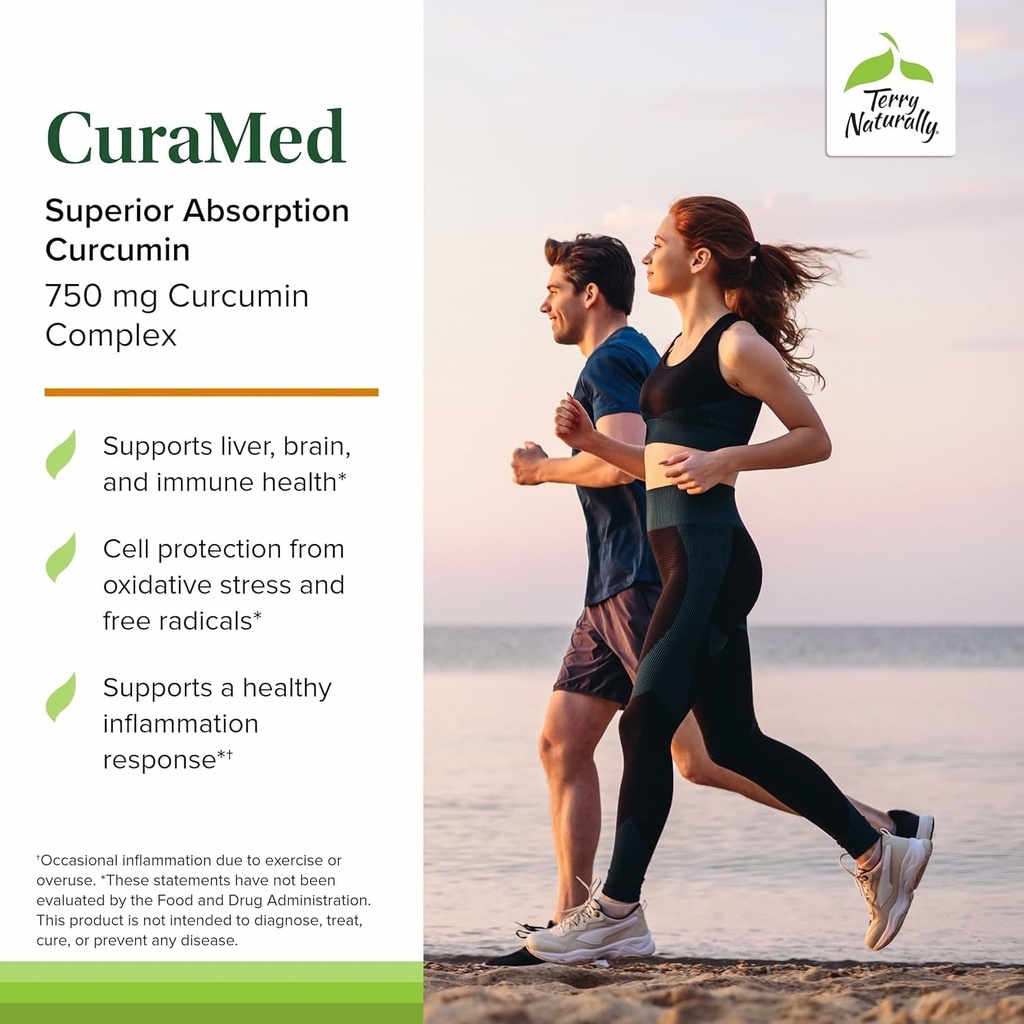 Terry Naturally CuraMed 750mg - Antioxidant Supplement for Brain & Heart Health - Supplement with High-Potency Curcumin Complex - Kidney, Liver & Immune Health Support - 60 Softgels (Pack of 3) 6
