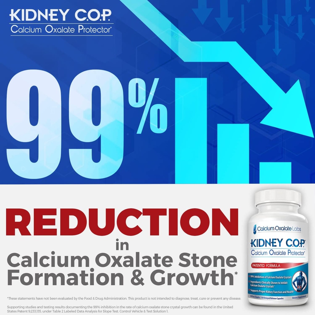 KIDNEY C.O.P. Calcium Oxalate Protector 120 Capsules, Kidney Support for Calcium Oxalate Crystals, Helps Stops Recurrence of Stones, Stronger Than Chanca Piedra Stone Breaker Supplements, 3 Pack 3
