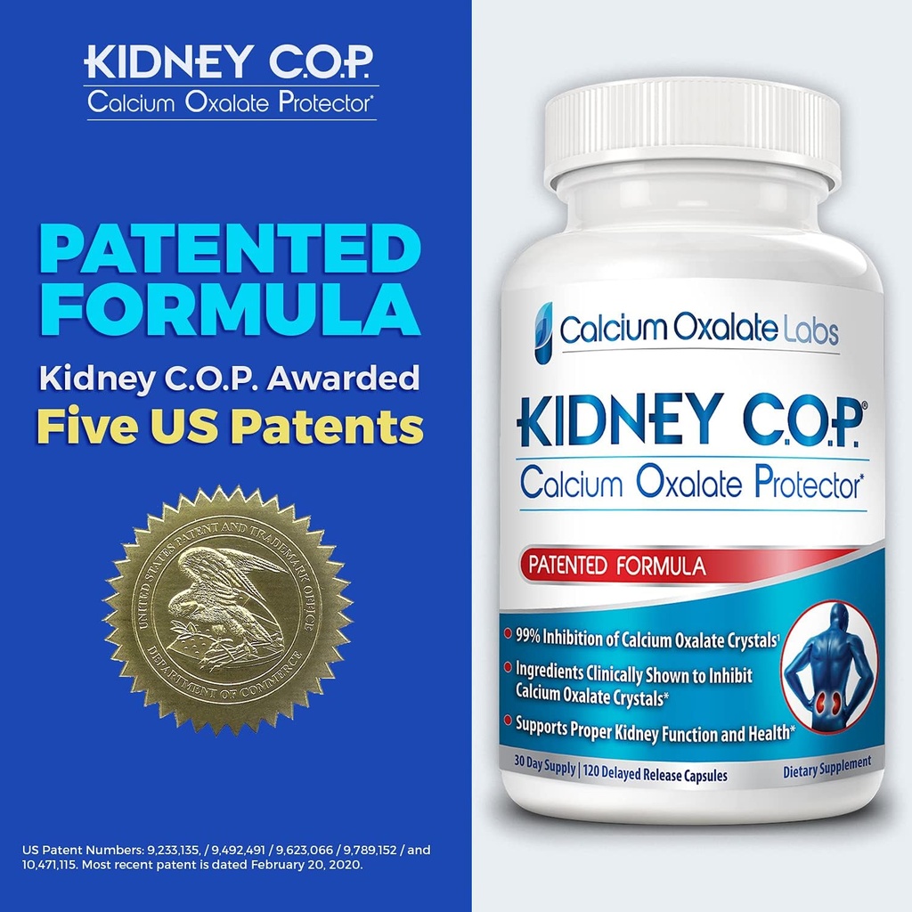 KIDNEY C.O.P. Calcium Oxalate Protector 120 Capsules, Kidney Support for Calcium Oxalate Crystals, Helps Stops Recurrence of Stones, Stronger Than Chanca Piedra Stone Breaker Supplements, 3 Pack 6