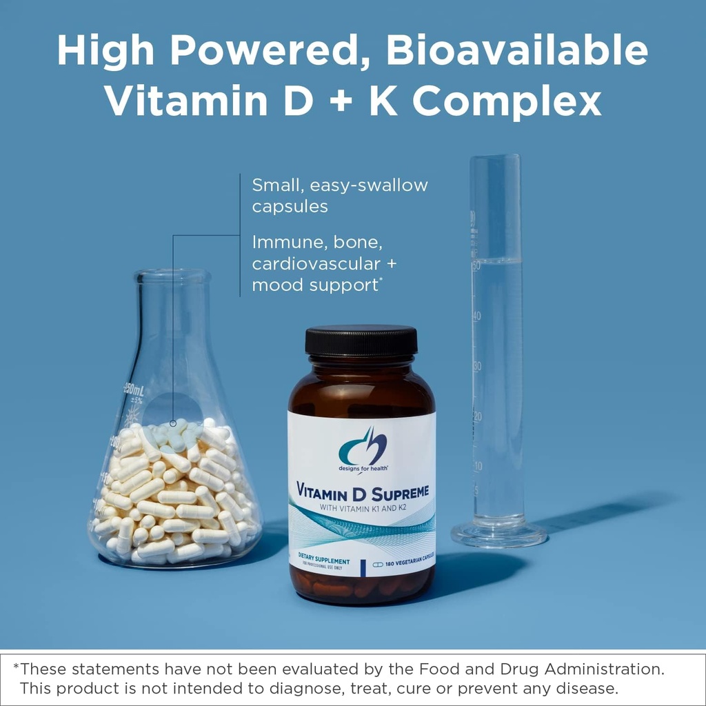 Designs for Health Vitamin D Supreme 5000 IU + Vitamin K (60 Capsules) + NeuroMag Chelated Magnesium L-Threonate for Cognitive Support (90 Capsules) - 2 Product Bundle 4