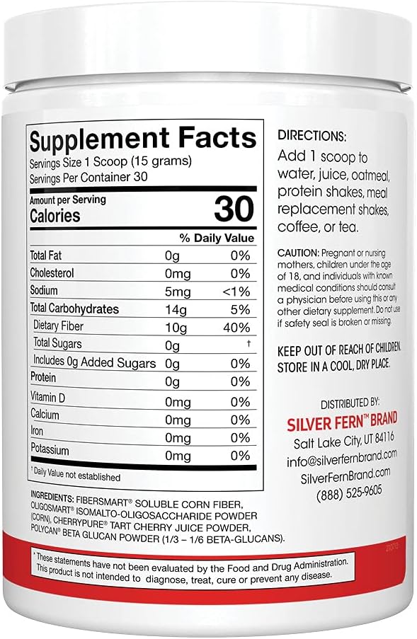 Tino Natural Gluten Free Prebiotic Fiber Supplement - with Tart Cherry Extract & Polycan Black Yeast Extract - Non-GMO, Water Soluble Fiber Powder Mix (1 Canister - 15.9 Oz) 6