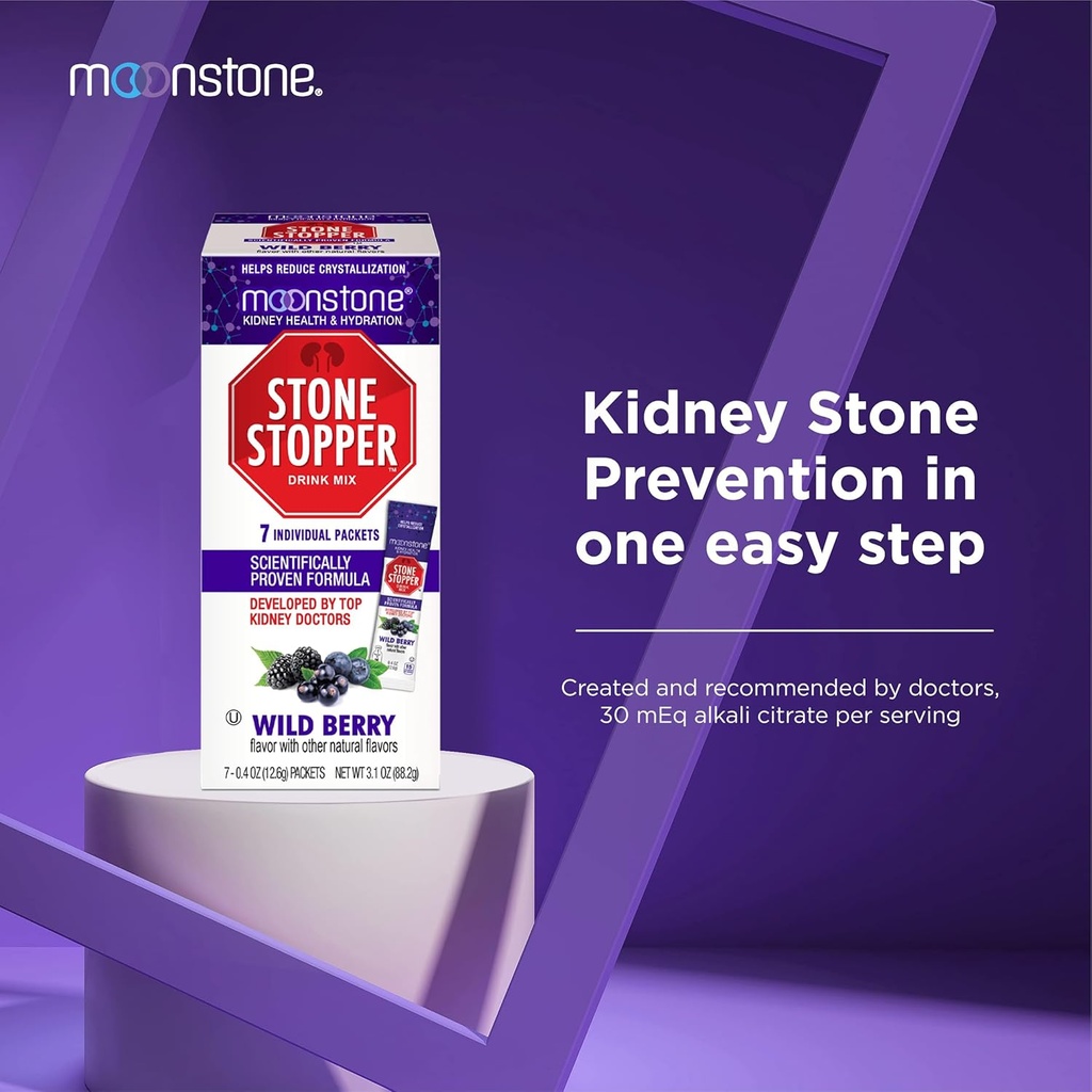 Stone Stopper Drink Mix, Wild Berry, Kidney Stone Prevention, Calcium Oxalate Protector, Alkali Citrate Support, Developed by Urologists to Improve Hydration and Support Kidney Health, 7 Day Supply 3