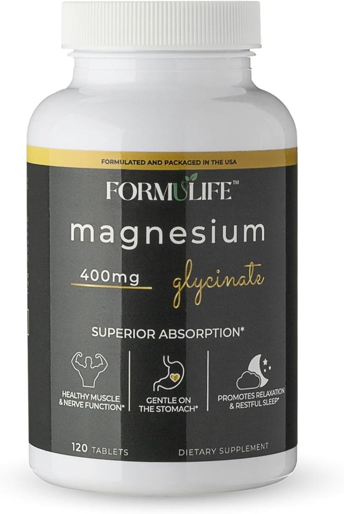 Magnesium Glycinate 400 mg - 120 Tablets - High Absorption, mag Supplement for Leg Cramps, Ease Muscles, Heart, Calm, Support Stress, Bone & Nerve Health, Magnesium Supplement, Made in USA, Vegan 2