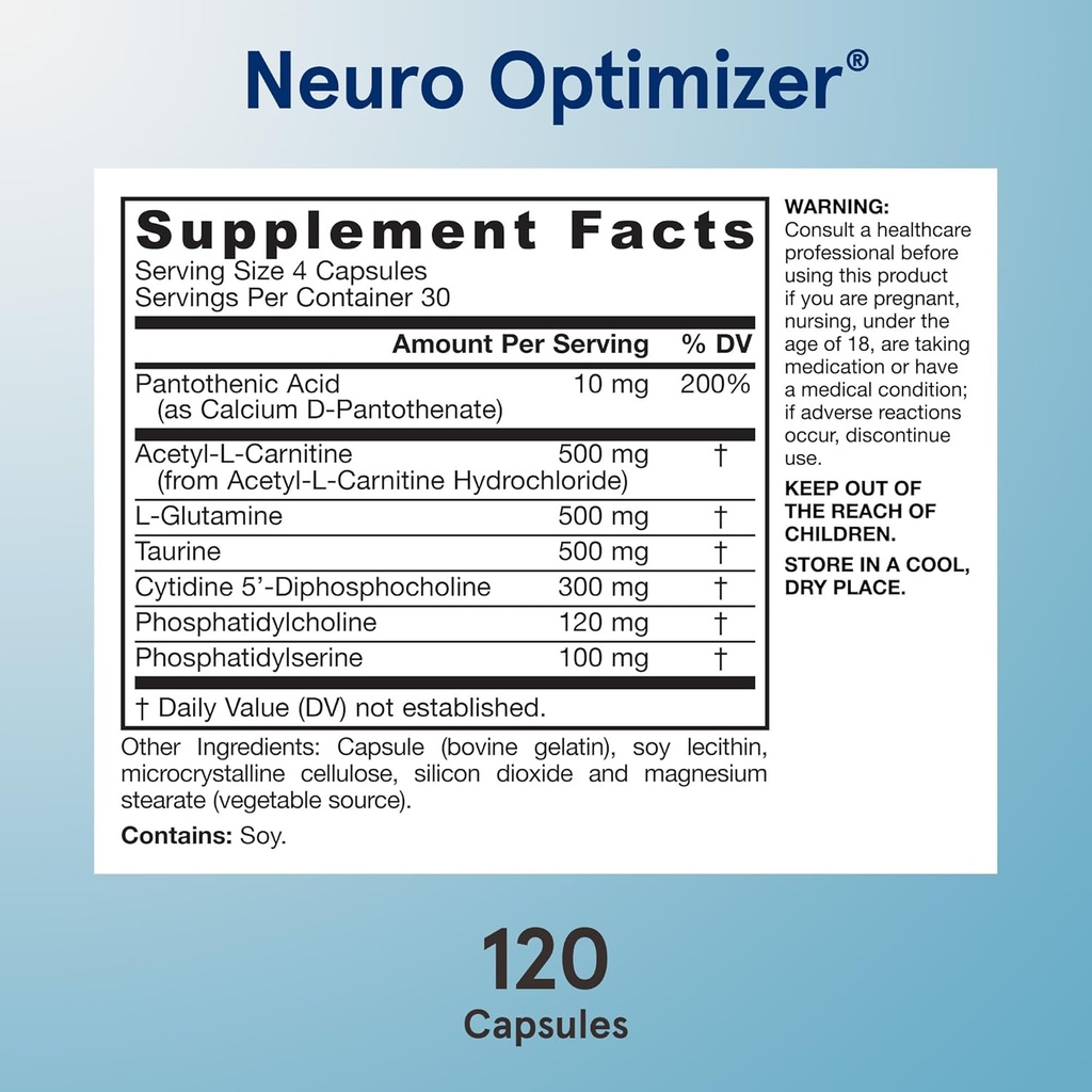 Jarrow Formulas Neuro Optimizer with 7 Neuro-Nutrient Ingredients, Dietary Supplement for Brain Health and Antioxidant Support, 120 Capsules, 30 Day Supply, Pack of 12 6