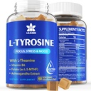 L Tyrosine Gummies 1100mg Mood Support Blend with Ashwagandha, L-Theanine, Vitamin B Complex B6, Folate B9, for Focus & Memory, Cognition & Brain Function, Energy Boost, Stress Support, Vegan 60Cts 2