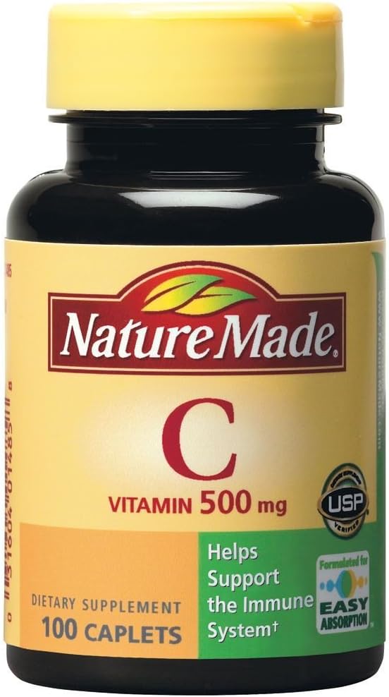 Nature Made Vitamin C 500 mg Caplets, for Immune Support, Gluten Free 100 Count (Pack of 3) 2