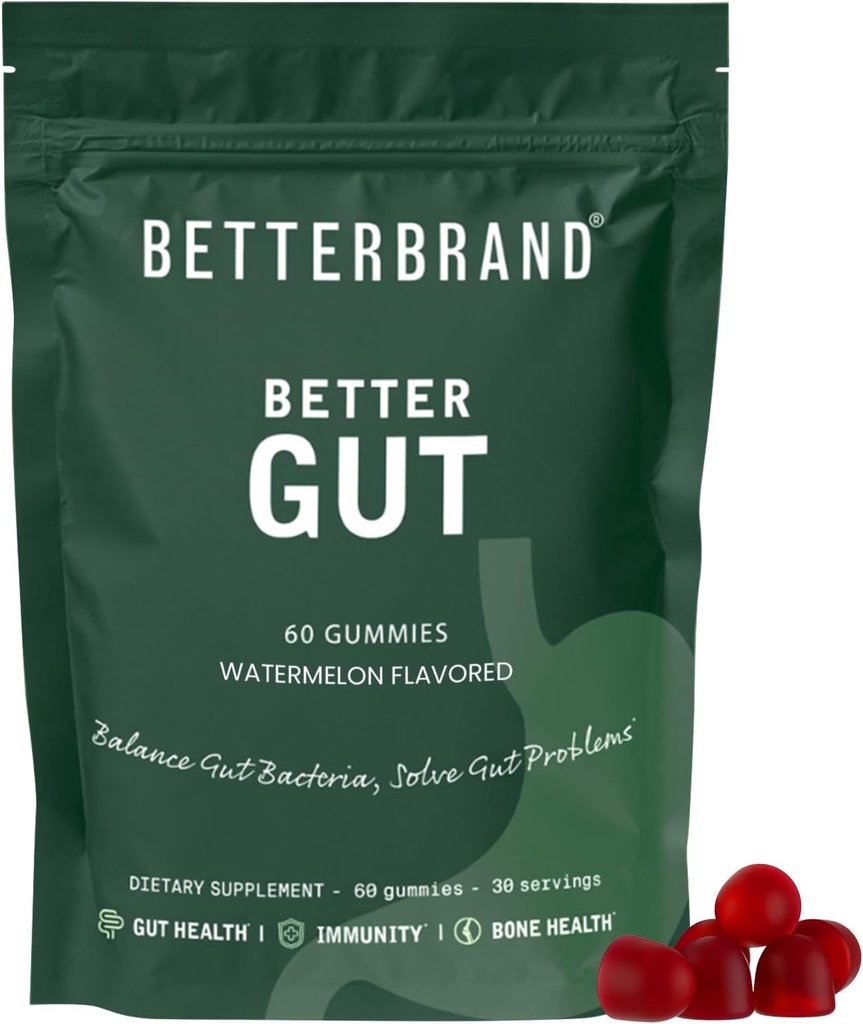 Betterbrand Better Gut Gummy - Probiotics Supplement for Gut Health, Digestive Support, Immunity and Bone Health with 2.5 Billion CFUs - Watermelon Flavor (30 Day Supply) 2