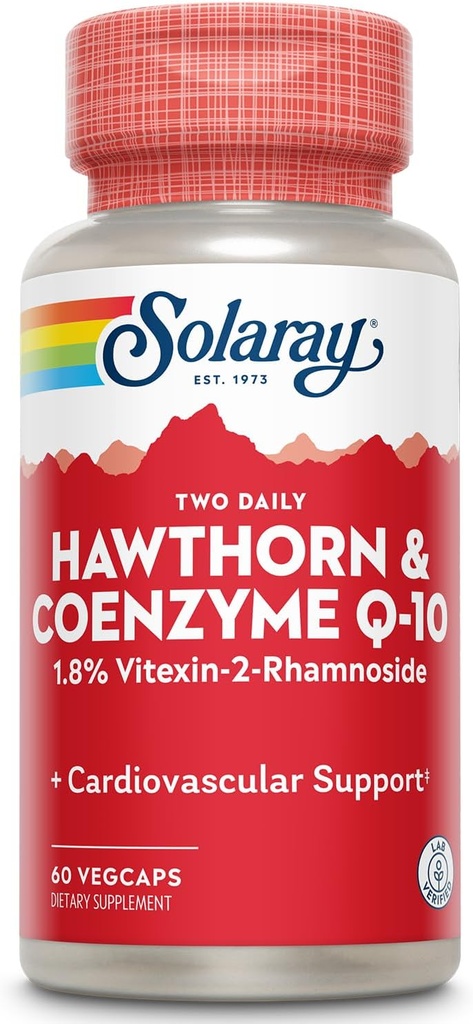 SOLARAY Guaranteed Potency Hawthorn & CoQ10, Veg Cap (Btl-Plastic) 600mg | 60ct 2