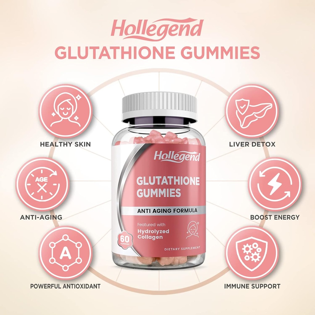 Reduced Glutathione 500mg Gummies, L-Glutathione with Collagen Chewable Supplements for Skin Care, Liver Support, Antioxidant, Immune System, 60 Count 5