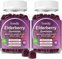 Elderberry Gummies with Zinc and Vitamin C Immune Support Herbal Dietary Supplements Berry Flavor Vegan Gummy Non-GMO Gluten Free 60 Gummies-2 Pack 2