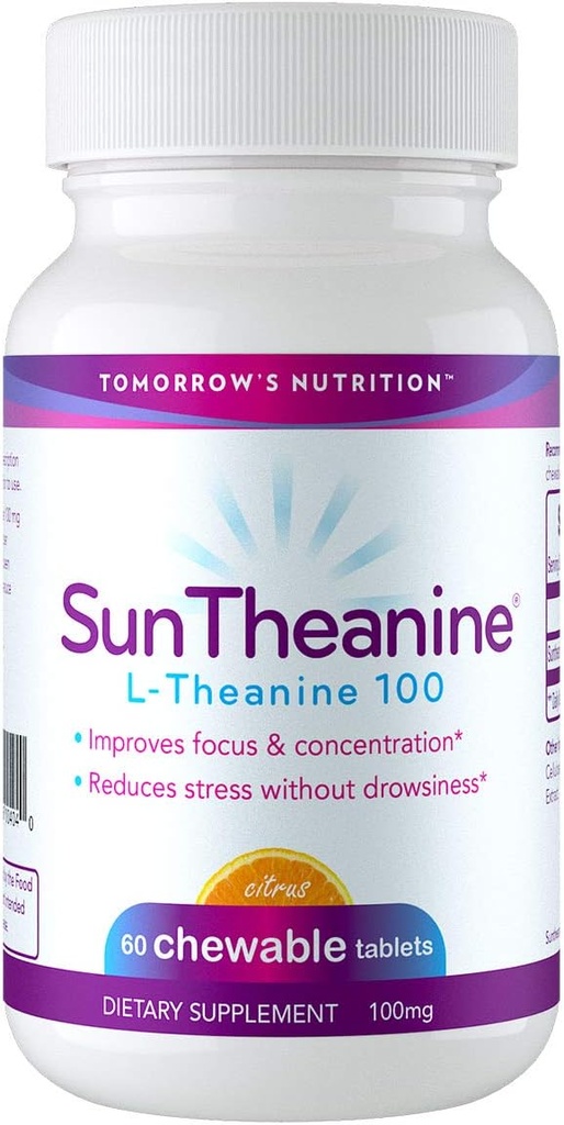 Tomorrow's Nutrition - SunTheanine L-Theanine, 100mg Tablets to Help Concentration, Focus, and Stress, 60 Chewable Tablets 2