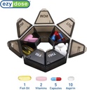 EZY DOSE 7-Day Weekly Pill Organizer, Daily Medicine Container and Vitamin Planner, Round Supplement Case, Compact, Travel Friendly, Portable Storage Sorter, 7-Sided Circle, Black, BPA Free 4