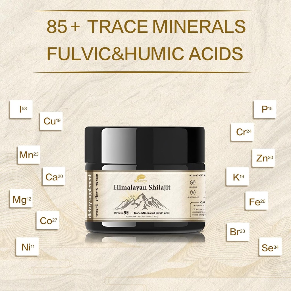 Shilajit Resin Pure Himalayan Natural Organic Shilajit Supplement with Fluvic Acid and 85＋ Trace Minerals for Energy,Immune & Metabolism Support,60 Grams 3