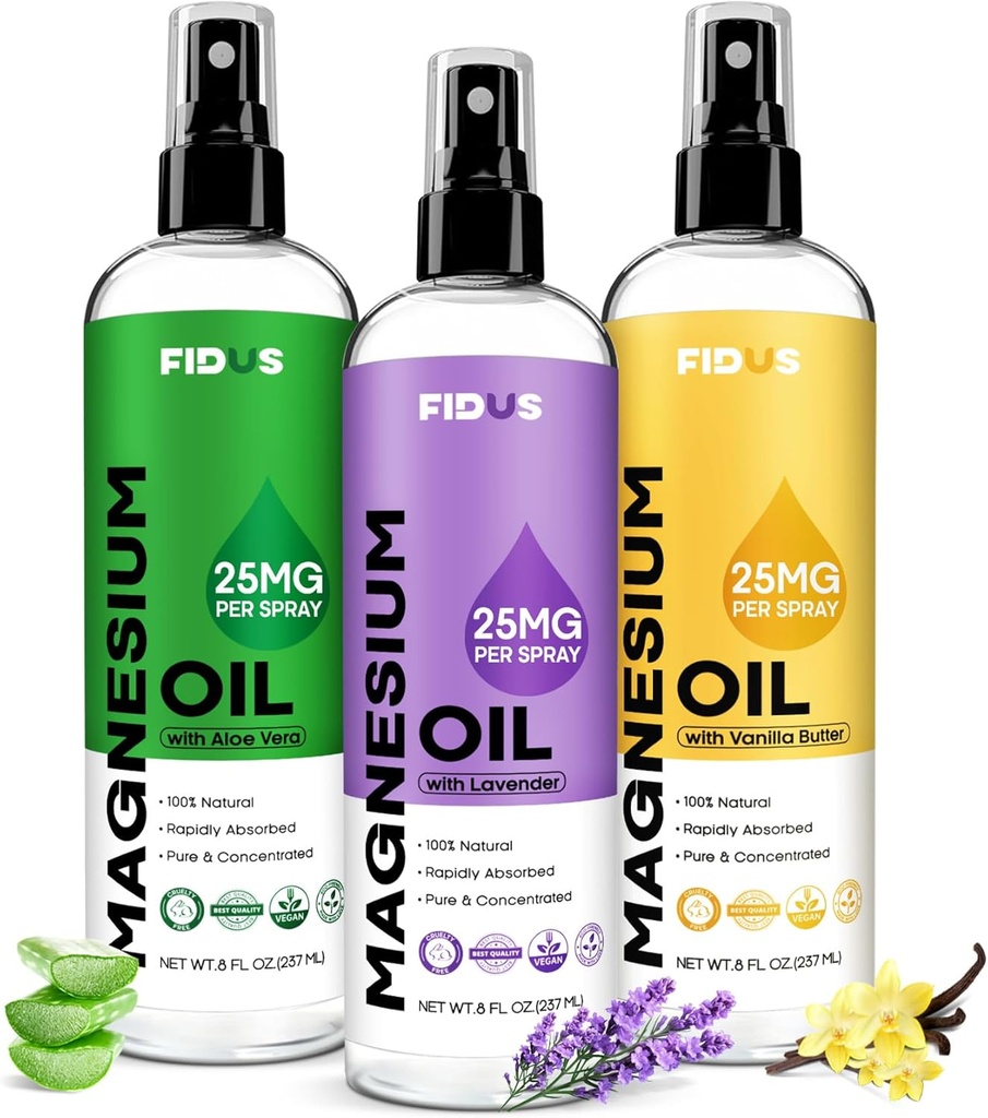 Fidus 100% Pure Magnesium Oil Spray with Lavender - Big 8 fl oz Topical Magnesium Chloride for feet, Organic Natural Magnesium Spray from Ancient Zechstein Seven Seabed Minerals 2