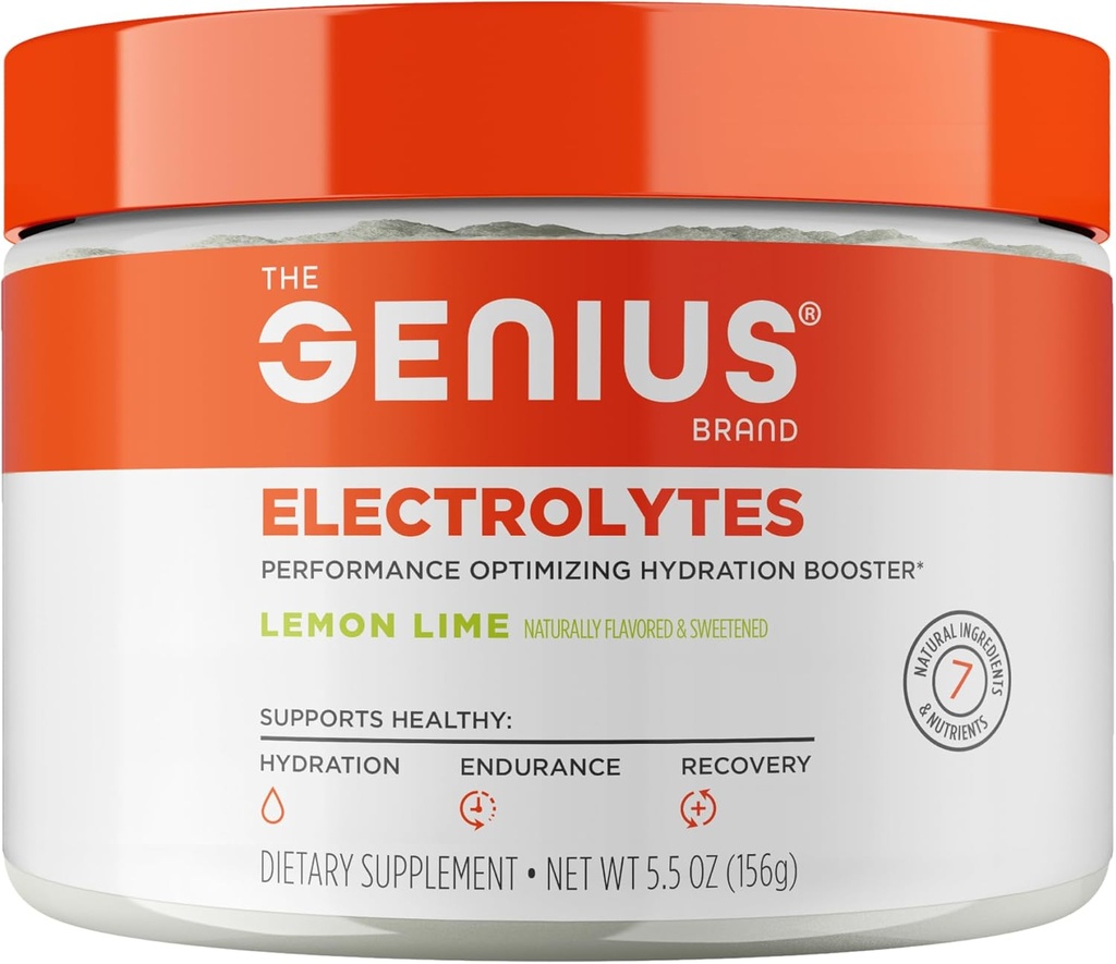 The Genius Brand Genius Electrolytes - Electrolyte Powder for Active Lifestyles - Supports Hydration, Energy, Endurance, Muscle Growth & Recovery - Lemon Lime - 30 Servings 2