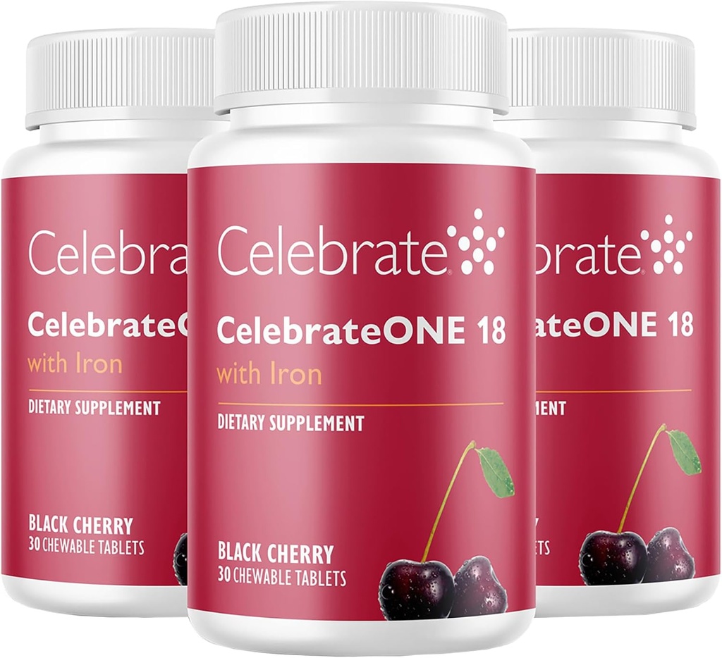 Celebrate Vitamins CelebrateONE 18 Chewables, 18mg Iron - Once Daily Bariatric Multivitamin, Essential Vitamins & Minerals - Gastric Bypass & Sleeve Gastrectomy Supplement - Black Cherry (90 Tablets) 2