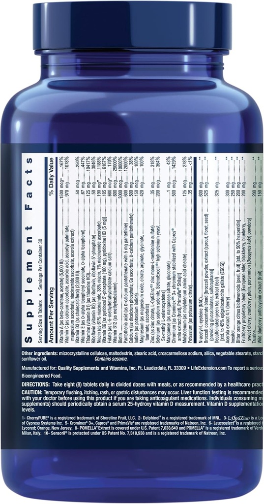 Life Extension Mix™ Tablets Without Copper, high Potency, Advanced Vitamin, Mineral, Fruit & Vegetable Formula, Vitamin B, C, D, E, for Whole-Body Health, Healthy Aging, Gluten-Free, 240 Tablets 3