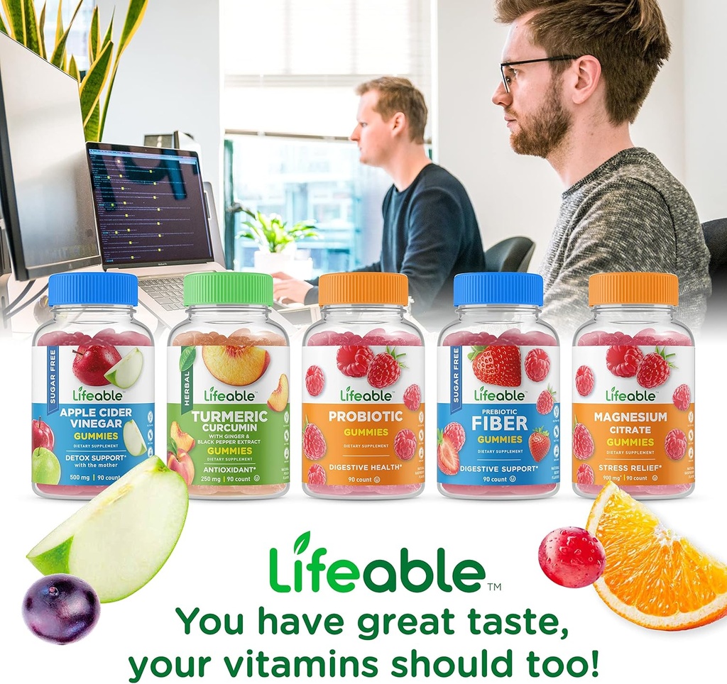 Lifeable Phosphatidylserine (PS) + Calcium with Vitamin D, Gummies Bundle - Great Tasting, Vitamin Supplement, Gluten Free, GMO Free, Chewable Gummy 6