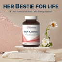Iron Supplement for Women, 36 mg Elemental Iron, Non-GMO & Non-Constipating, Ferrous Bisglycinate, Plus B & C Vitamins, Blood-Building & Energy Support, 60 Vegan Caps 4