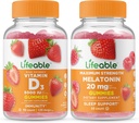 Lifeable Vitamin D 5000 IU + Melatonin 20mg, Gummies Bundle - Great Tasting, Vitamin Supplement, Gluten Free, GMO Free, Chewable Gummy 2