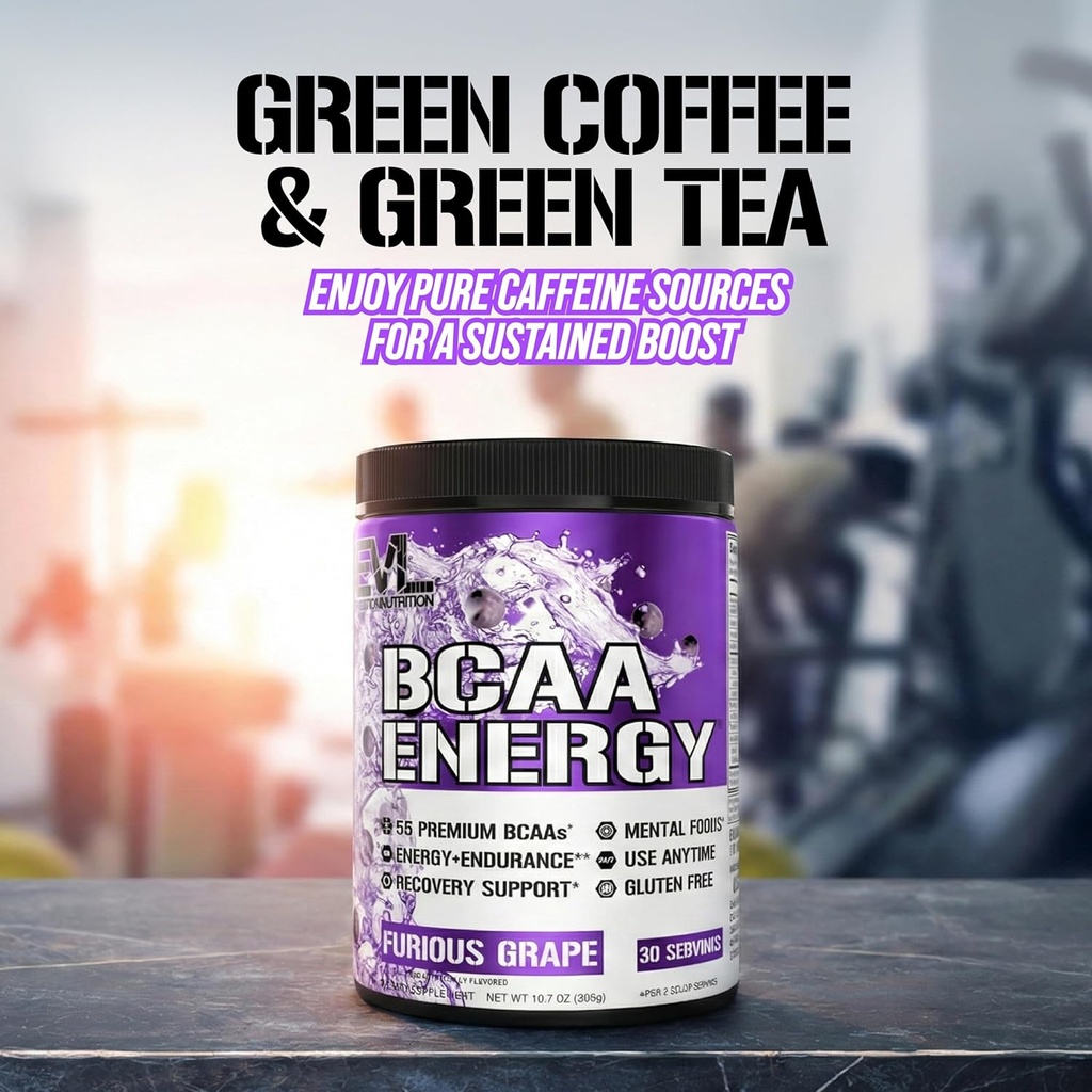 EVL BCAAs Amino Acids Powder - Rehydrating BCAA Powder Post Workout Recovery Drink with Natural Caffeine - BCAA Energy Pre Workout Powder for Muscle Recovery Lean Growth and Endurance - Green Apple 3