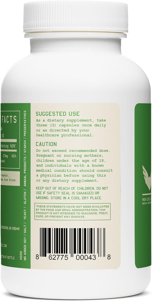 High Level Magmax Magnesium Glycinate Supplement for Adults, Supports Bone Health, Sleep, Heart, Muscle Function & Cramps, Gluten Free, Vegan, 275 mg, 90 Capsules 4